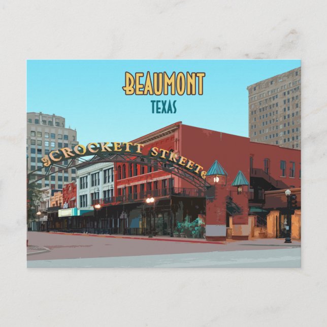 Carte Postale Beaumont Texas Downtown Crockett Street (Devant)