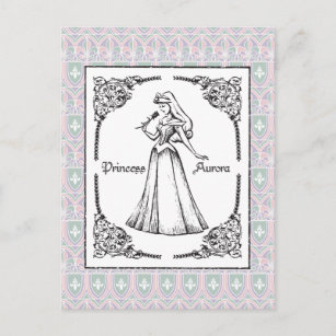 Carte Postale Beauté dormante   Aurora - Rose Vintage