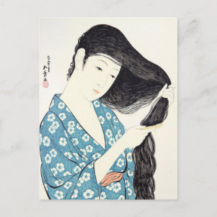 Carte Postale Beauté japonaise Comportant Ses Cheveux