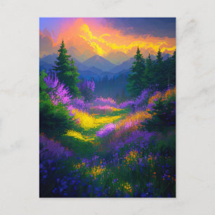 Carte Postale Beauté paisible de la vallée colorée en soirée