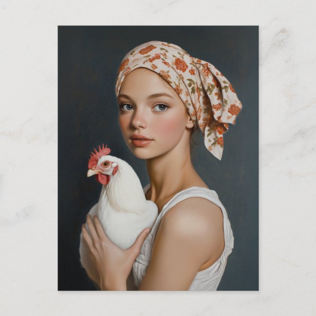 Carte Postale Beauté rustique avec poulet (Devant)
