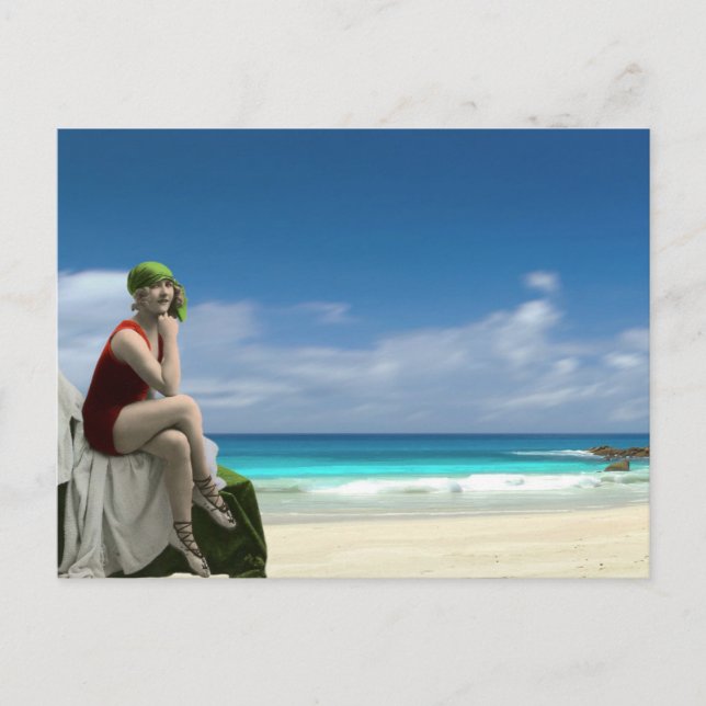 Carte Postale Beauté vintage et plage (Devant)