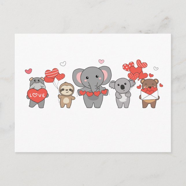 Carte Postale Beaux Animaux pour la Saint Valentin pour les Amou (Devant)