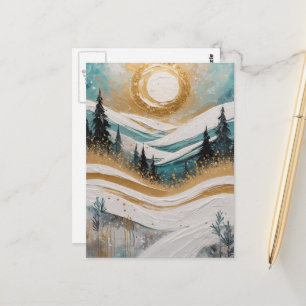 Carte Postale Beaux arbres d'hiver et peinture de neige