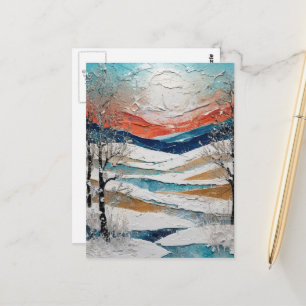 Carte Postale Beaux arbres d'hiver et peinture de neige
