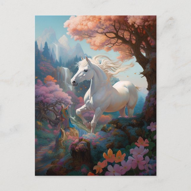 Carte Postale Beaux-arts fantastiques de cheval blanc (Devant)