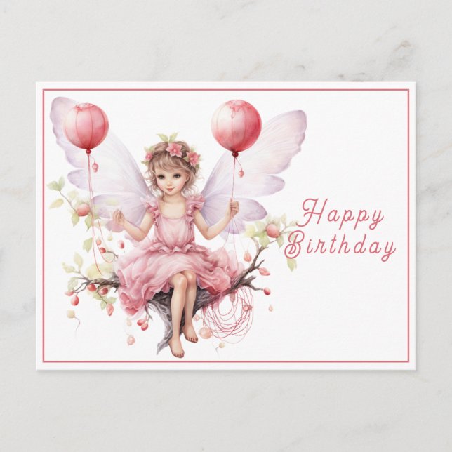 Carte Postale Beaux Ballons de Porte-Fée Rose & Lavande (Devant)