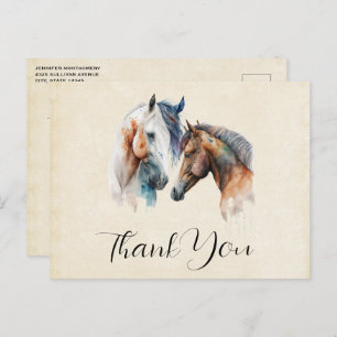 Carte Postale Beaux Chevaux Western Boho Style Merci