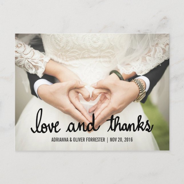 Carte Postale Beaux Couples Photo Mariage Amour Et Merci (Devant)