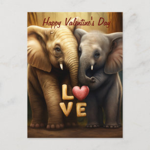 Carte Postale Beaux éléphants amoureux