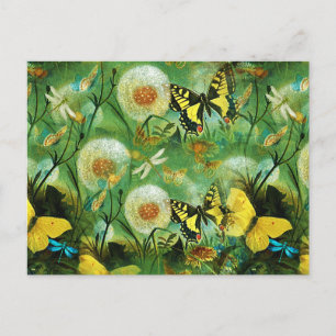 Carte Postale Beaux Fleurs sauvages et papillons Nature