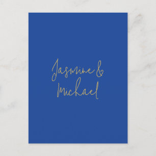 Carte Postale Beaux Noms De Couple Calligraphiés Bleu Et Or
