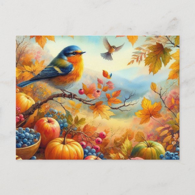 Carte Postale Beaux oiseaux Paysage d'été 7 (Devant)