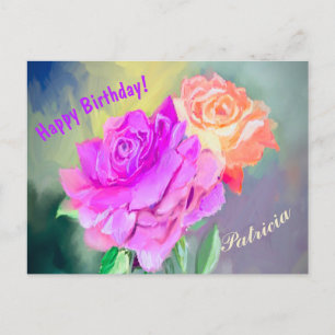 Carte Postale Beaux roses peints à la main pour une occasion spé