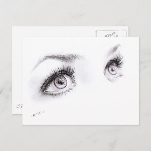 Carte Postale Beaux yeux féminins Dessin Art minimaliste