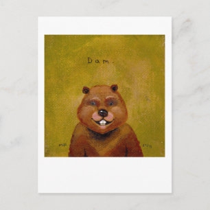 Carte Postale Beaver art peinture originale légèrement dérangé a
