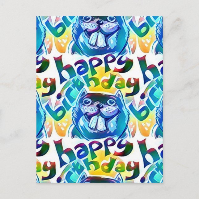 Carte Postale beaver dit: "heureux anniversaire" (Devant)