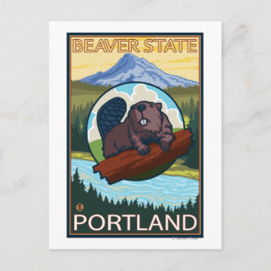 Carte Postale Beaver & Mt Hood - Portland, Oregon