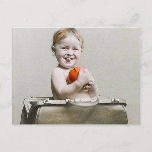 Carte Postale Bébé affamé mignon petite pêche dans sac à main Vi