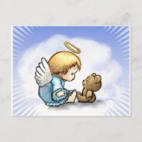 Bébé ange et ours en peluche