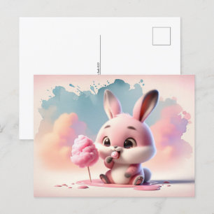 Carte Postale Bébé, animal mignon avec bonbons en coton, Post-cr