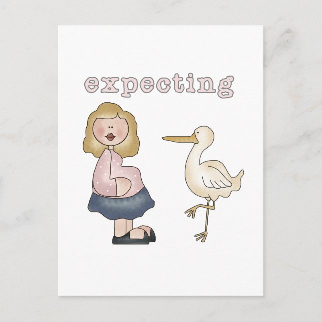 Carte Postale Bébé attendu - T-shirts et cadeaux de cigogne (Devant)