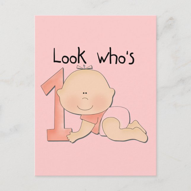 Carte Postale Bébé blanc 1er Anniversaire T-shirts et cadeaux (Devant)