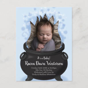 Carte Postale Bébé brasse Faire-part de naissance sorcière garço