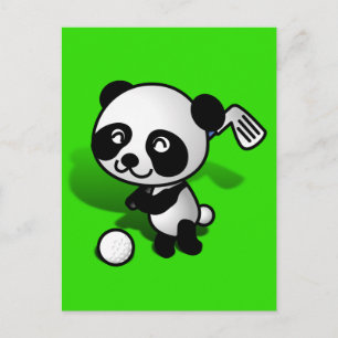 Carte Postale Bébé Cartoon Bébé Panda Ours Golf