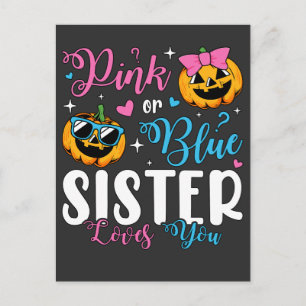 Carte Postale Bébé Citrouille Soeur T'aime Rose Ou Bleu