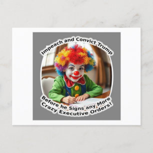 Carte Postale Bébé clown signant des ordres exécutifs