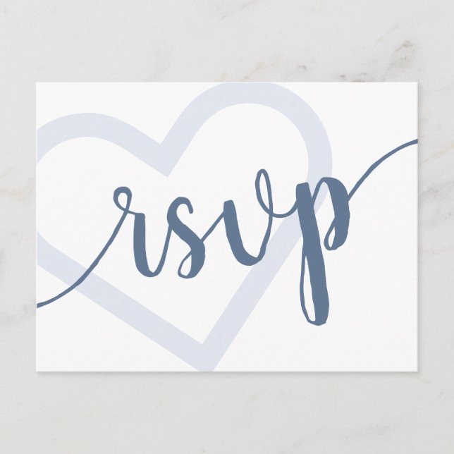 Carte Postale Bébé Cœur | Bleu Poussiéreux Douche ou Révélation  (Devant)