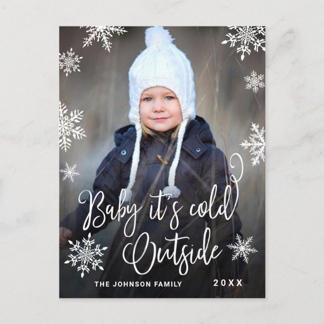 Carte Postale Bébé de Noël C'est froid dehors (Devant)