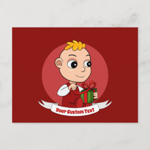 Carte Postale Bébé de Noël mignon avec cheveux blonds dessin ani