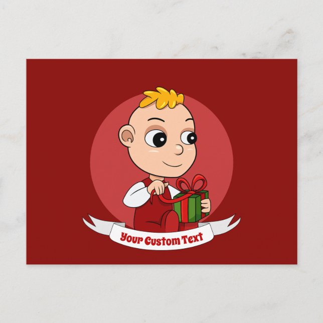 Carte Postale Bébé de Noël mignon avec dessin animé aux cheveux  (Devant)