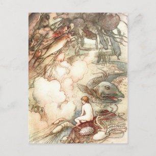 Carte Postale Bébé d'eau et serpent de mer
