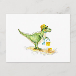 Carte Postale Bébé Dinosaure T-Rex sur la plage
