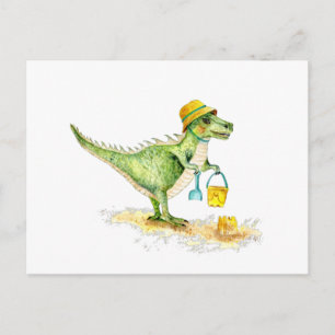 Carte Postale Bébé dinosaure T-Rex sur la plage