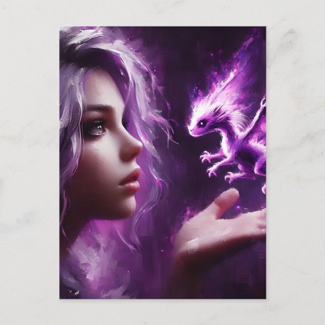 Carte Postale Bébé Dragon pourpre (Devant)