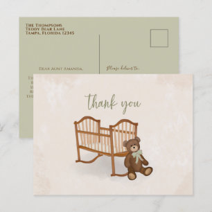 Carte Postale Bébé Elégant Merci Vintage mignon Ours en peluche