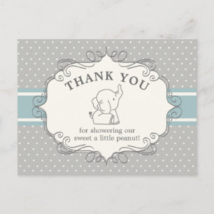 Carte Postale Bébé éléphant adorable Remerciements pour la bab