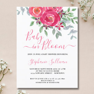 Carte Postale Bébé en fleur Baby shower floral Invitation