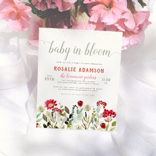 Carte Postale Bébé en fleurs   Fleur sauvage et Baby shower verd
