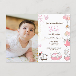 Carte Postale Bébé fille 1er anniversaire photo