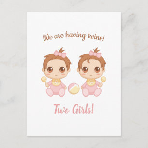 Carte Postale Bébé fille jumeaux Faire-part