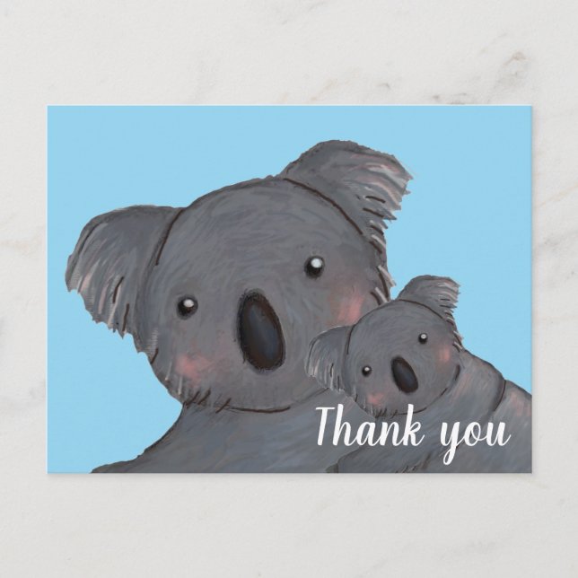 Carte Postale Bébé fils merci koala bleu (Devant)