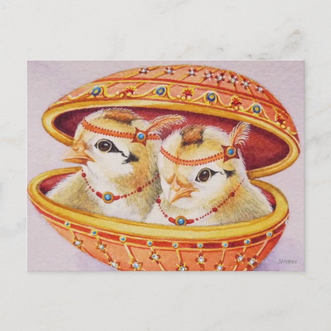 Carte Postale Bébé Flamme de Pâques Poussins Orange Oeuf Aquarel (Devant)