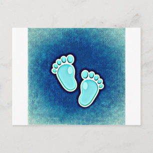 Carte Postale bébé garçon jolies empreintes bébé bébé nouveau-né