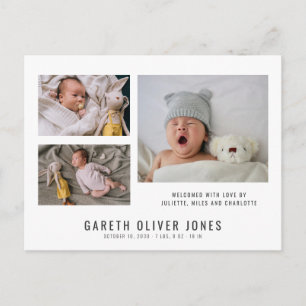 Carte Postale Bébé garçon photo Collage Faire-part de naissance