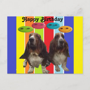 Carte postale Bébé Joyeux anniversaire Basset Houn